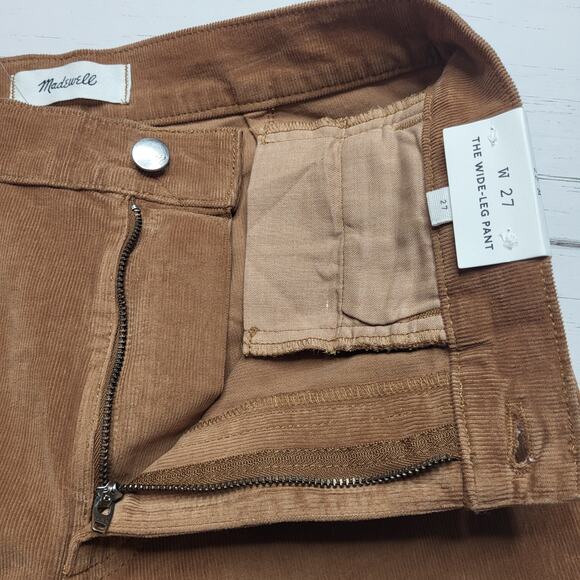 Madewell Wide Leg Corduroy Pants Tan Brown High Rise Full Length Stretch 27 - Picture 7 of 12